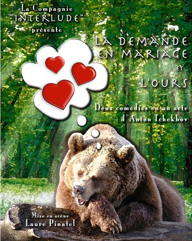 Affiche du spectacle Tchekhov "La demande en mariage suivi de l'Ours"